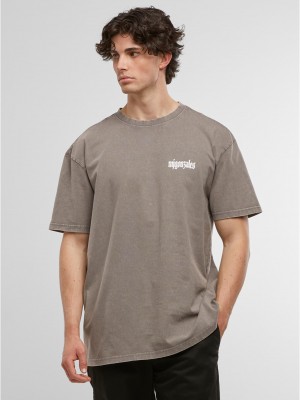 Овърсайз тениска MJG Heavy Oversized Acid Washed Tee - Rebels never die asphalt XXL