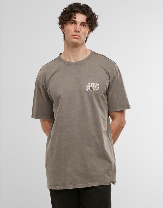 Овърсайз тениска MJG Heavy Oversized Acid Washed Tee - Lone Hunter asphalt XXL