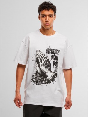 Овърсайз тениска MJG Heavy Oversized Tee - Pray for you white XXL