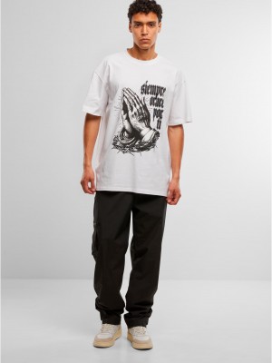 Овърсайз тениска MJG Heavy Oversized Tee - Pray for you white XXL