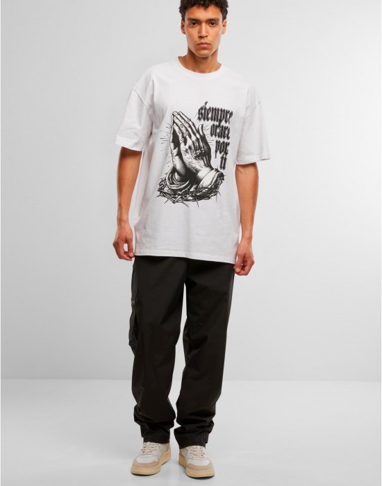 Овърсайз тениска MJG Heavy Oversized Tee - Pray for you white XXL