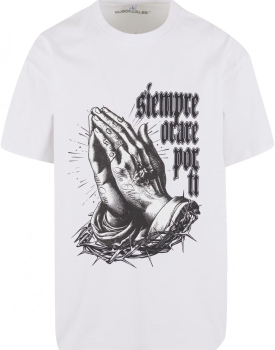 Овърсайз тениска MJG Heavy Oversized Tee - Pray for you white XXL