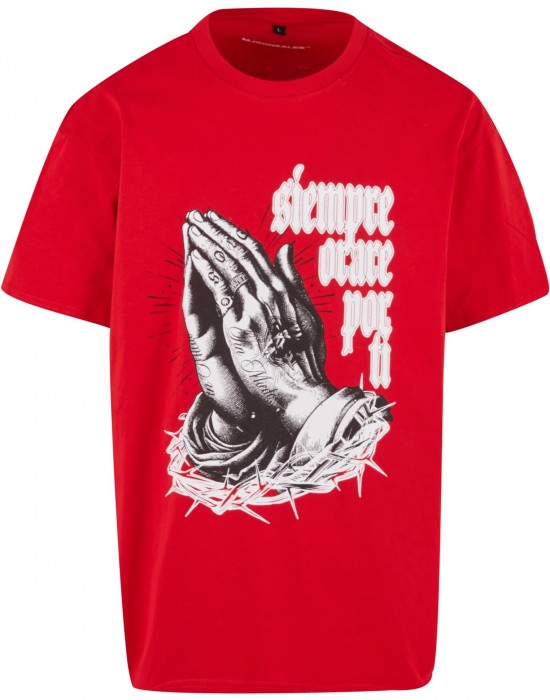 Овърсайз тениска MJG Heavy Oversized Tee - Pray for you cityred XXL