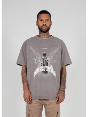 Овърсайз тениска HIGHER THAN HEAVEN V.1 Acid Washed Heavy Oversize Tee asphalt XXL