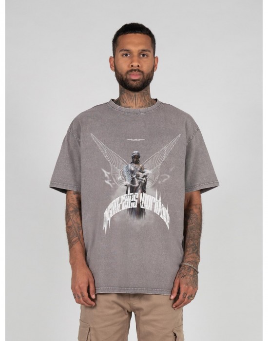 Овърсайз тениска HIGHER THAN HEAVEN V.1 Acid Washed Heavy Oversize Tee asphalt XXL