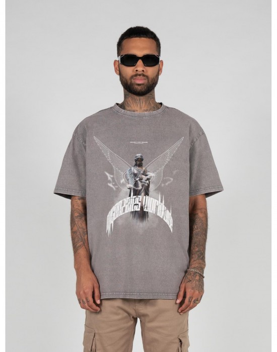 Овърсайз тениска HIGHER THAN HEAVEN V.1 Acid Washed Heavy Oversize Tee asphalt XXL
