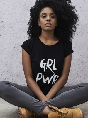 Черна дамска тениска Mister Tee GRL PWR