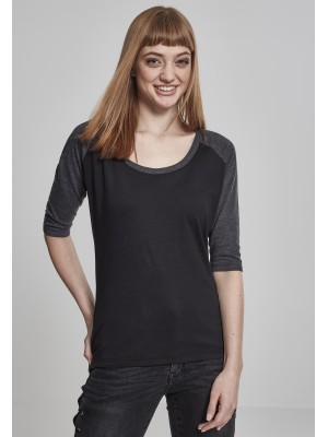 Дамска блуза Urban Classics black/charcoal с 3/4 ръкави Дамска блуза Urban Classics black/charcoal с 3/4 ръкави