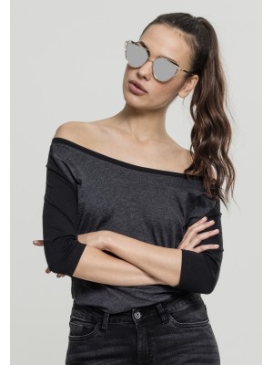 Дамска блуза Urban Classics charcoal/black с 3/4 ръкави Дамска блуза Urban Classics charcoal/black с 3/4 ръкави