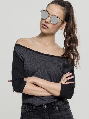 Дамска блуза Urban Classics charcoal/black с 3/4 ръкави Дамска блуза Urban Classics charcoal/black с 3/4 ръкави
