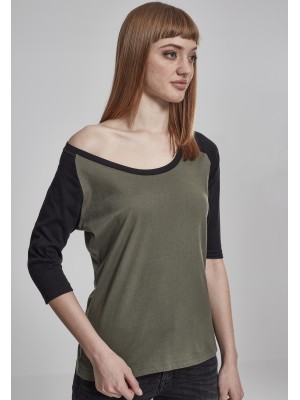 Дамска блуза Urban Classics olive/black с 3/4 ръкави Дамска блуза Urban Classics olive/black с 3/4 ръкави
