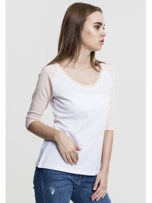 Дамска блуза Urban Classics wht/pink с 3/4 ръкави