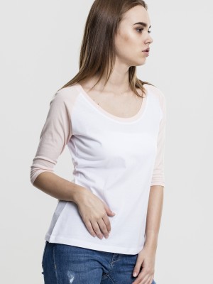 Дамска блуза Urban Classics wht/pink с 3/4 ръкави Дамска блуза Urban Classics wht/pink с 3/4 ръкави