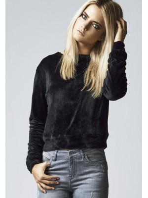 Дамска кадифена блуза в черен цвят Urban Classics