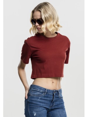 Дамска къса и широка тениска в тъмночервено Oversized Urban Classics