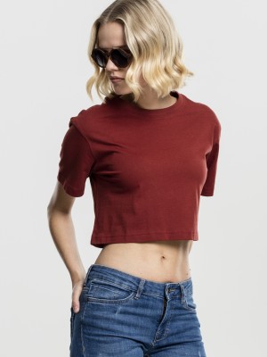 Дамска къса и широка тениска в тъмночервено Oversized Urban Classics