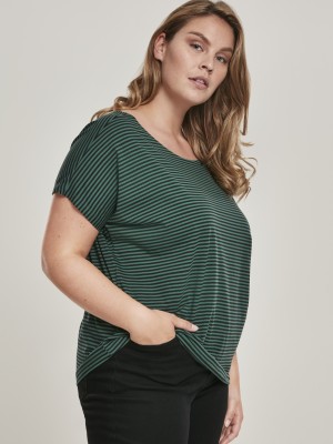 Дамска раирана тениска в зелен цвят Urban Classics