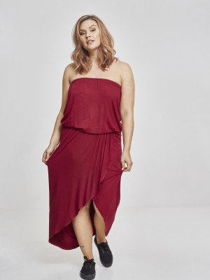 Дамска свободна рокля в тъмночервен цвят Urban Classics Bandeau