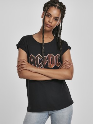 Дамска тениска Merchcode AC/DC Voltage в черен цвят