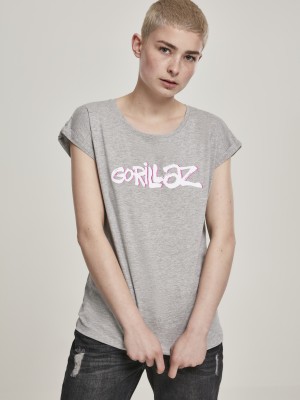 Дамска тениска Merchcode Gorillaz Logo в сив цвят