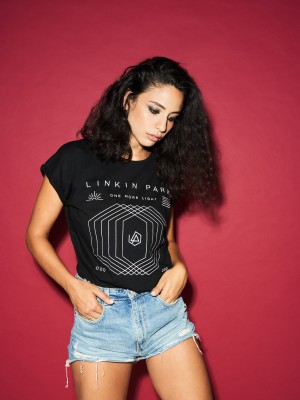 Дамска тениска Merchcode Linkin Park OML Fit blk/olive