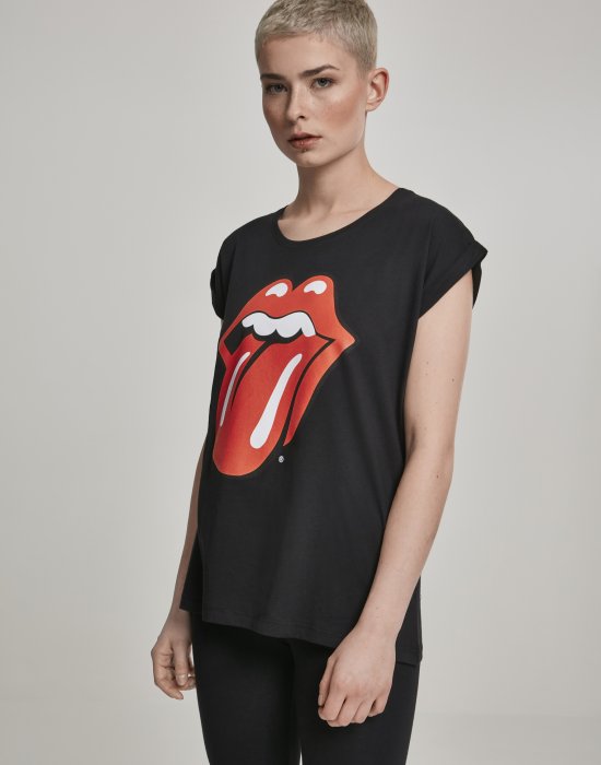 Дамска тениска Merchcode Rolling Stones Tongue в черен цвят, MERCHCODE, Тениски - Complex.bg