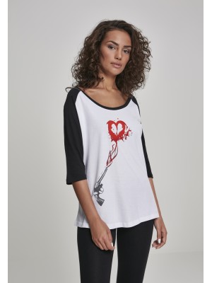 Дамска тениска Mister Tee Pistol Heart в бяло и черно