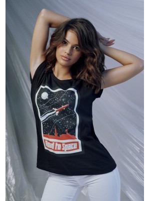 Дамска тениска Mister Tee Road To Space Box в черен цвят