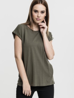 Дамска тениска с U-образно деколте Urban Classics olive