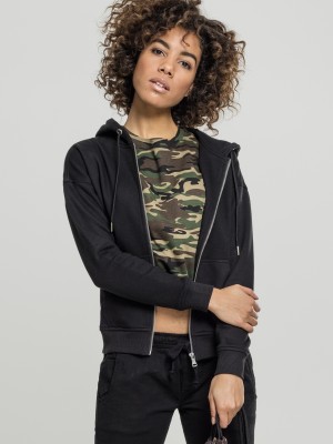 Дамски черен суичър с цип Urban Classics