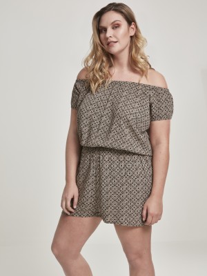 Дамски къс гащеризон с голи рамене Urban Classics blackflower