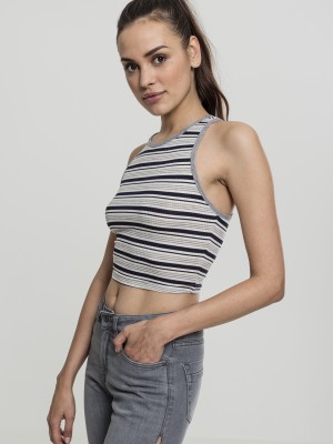 Дамски къс потник на райета Urban Classics navy/white/grey