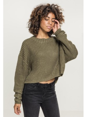 Дамски къс пуловер Urban Classics в цвят маслина