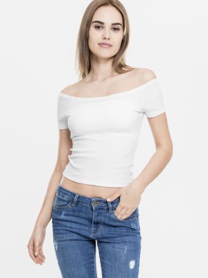 Дамски къс топ с голи рамена в бяло Urban Classics