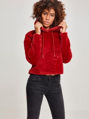Дамски плюшен суичър Urban Classics burgundy