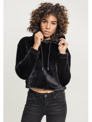 Дамски плюшен суичър Urban Classics в черен цвят