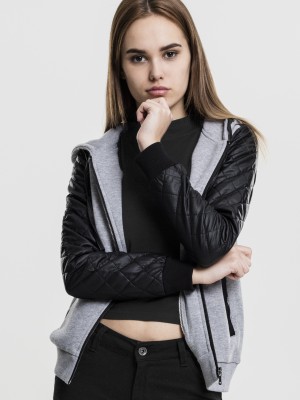 Дамски суичър Urban Classics с кожени ръкави gry/blk XS