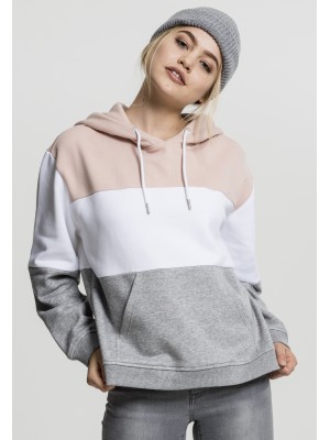 Дамски трицветен суичър Urban Classics light rose/white/grey