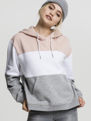 Дамски трицветен суичър Urban Classics light rose/white/grey