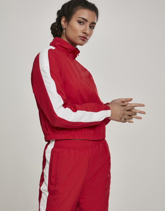 Дамско късо горнище Urban Classics red/wht в червен цвят, Urban Classics, Якета - Complex.bg