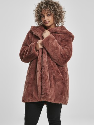 Дамско палто Urban Classics Teddy в тъмнорозов цвят Дамско палто Urban Classics Teddy в тъмнорозов цвят