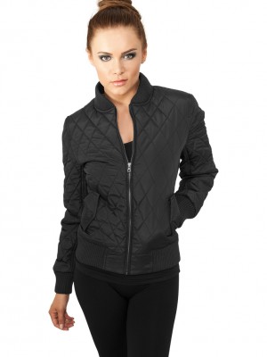 Дамско яке бомбър Urban Classics в черен цвят Дамско яке бомбър Urban Classics в черен цвят