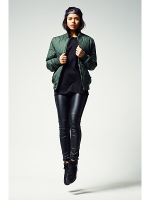 Дамско яке бомбър Urban Classics в цвят маслина