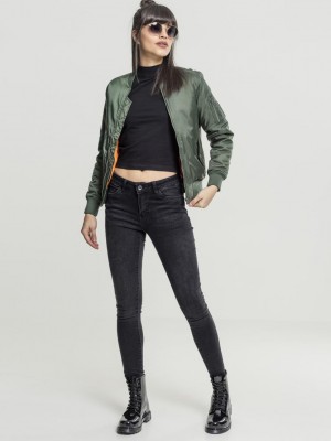 Дамско яке тип бомбър Urban Classics Basic в цвят маслина Дамско яке тип бомбър Urban Classics Basic в цвят маслина