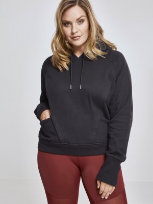 Къс дамски суичър Urban Classics в черен цвят