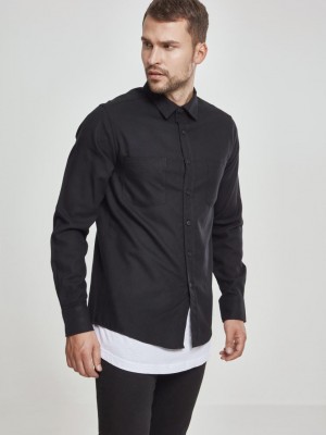Мъжка черна риза Urban Classics blk/blk Мъжка черна риза Urban Classics blk/blk