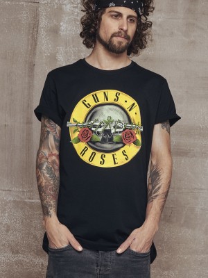 Мъжка черна тениска Merchcode Guns n' Roses Logo Мъжка черна тениска Merchcode Guns n' Roses Logo