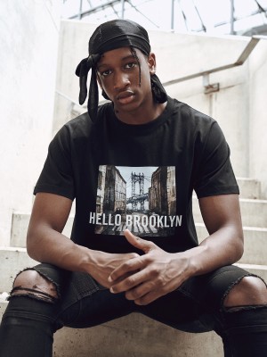 Мъжка черна тениска Mister Tee Hello Brooklyn 