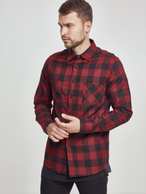 Мъжка червена карирана риза Urban Classics blk/red Мъжка червена карирана риза Urban Classics blk/red