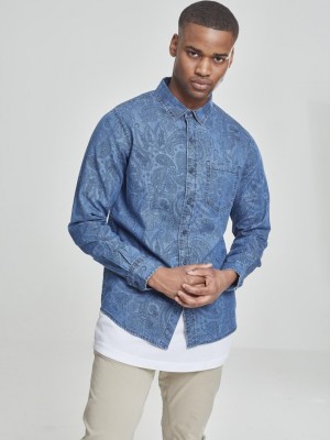 Мъжка дънкова риза Urban Classics в син цвят